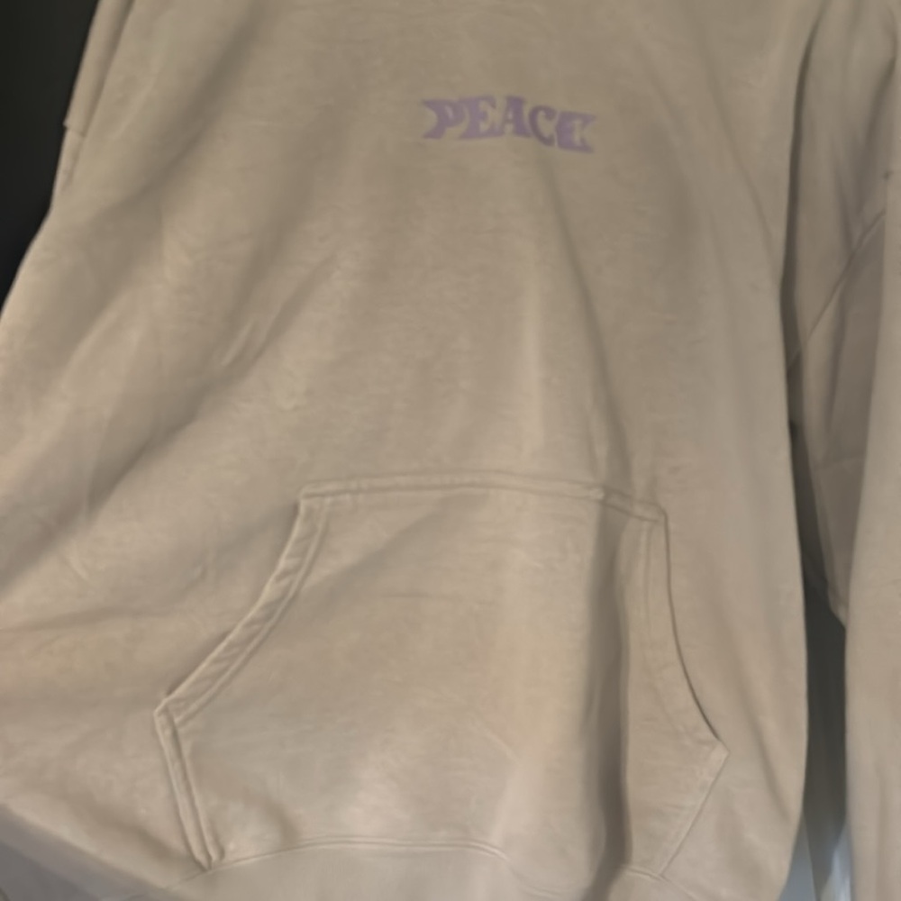 Gray Hoodie with Purple Peace Graphic - Picture 6 of 8